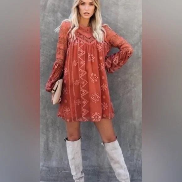 Strut & Bolt Dresses | Strut & Bolt Laurel Terracotta Eyelet Dress | Color: Orange | Size: S | Jediamond123'S Closet